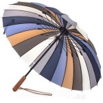 Зонт трость Три Cлона L2240 Голубой, мультиколор, 24 спицы, ручка дерево