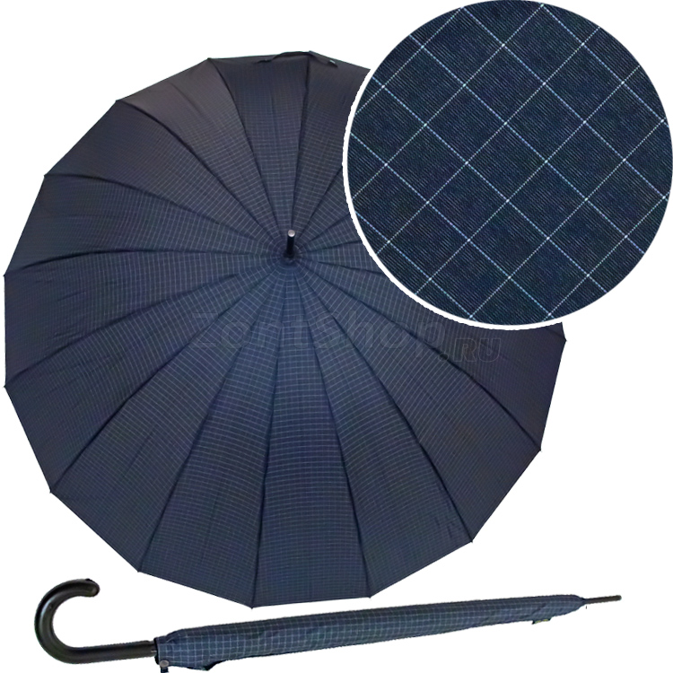 Зонт трость Ame Yoke L70-CH (16) Клетка, Синий